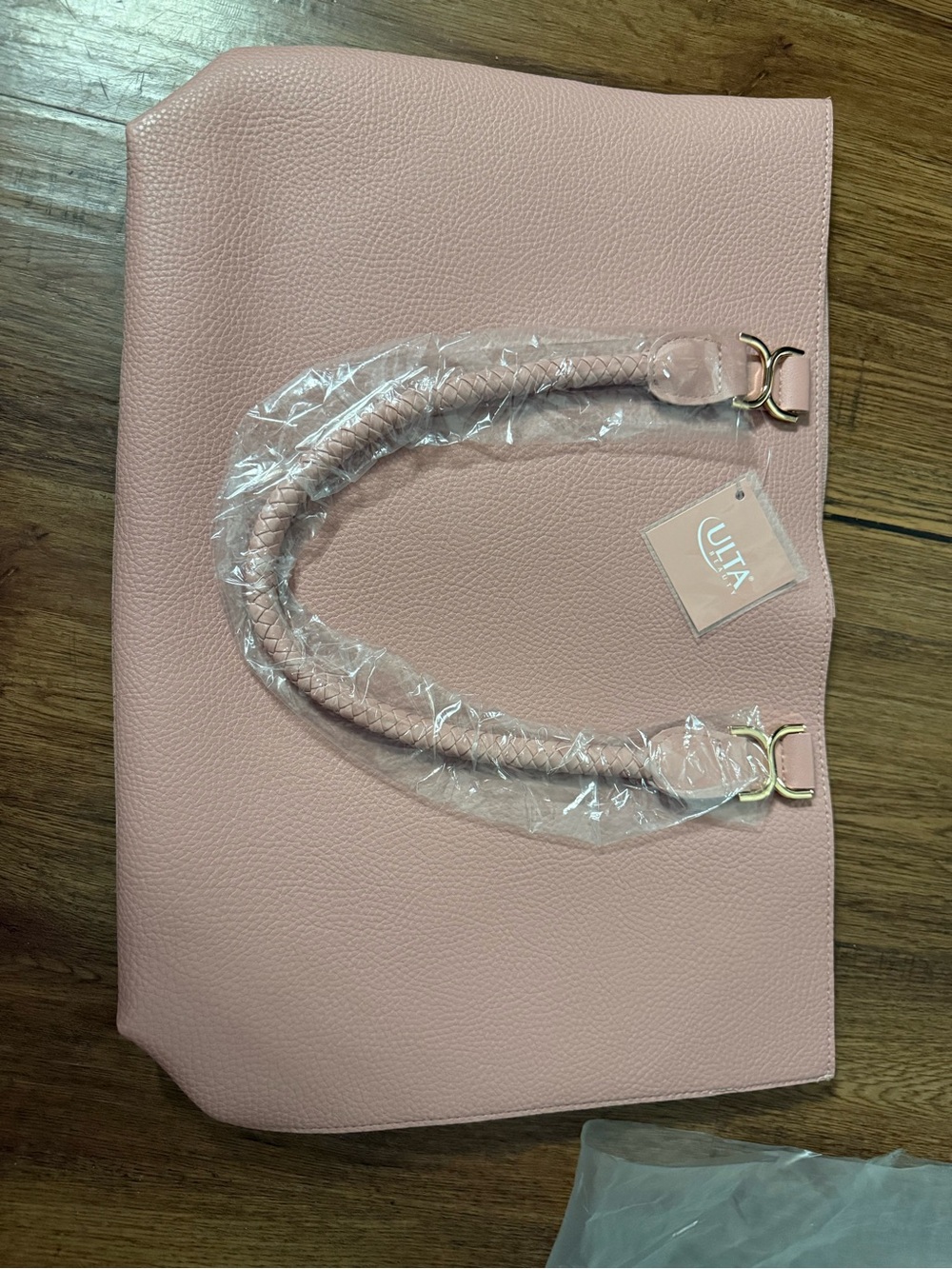 Ulta Beauty Blush Pink Pebbled Tote with Braided Handles